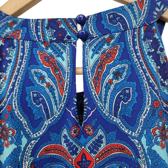 NWOT Size XS International Concepts Blue Paisley Boho Sleeveless Halter Dress - Picture 7 of 9